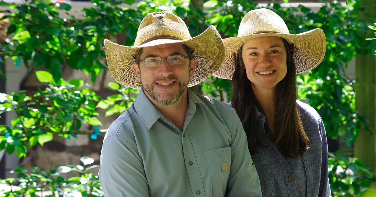 Matt and Krysta Johnson relaxing in their garden